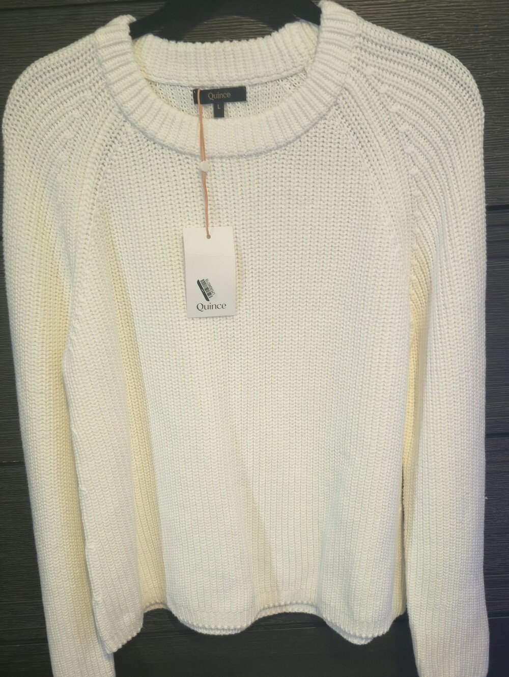 Quince Women’s Knit Sweater Size L Cream Ivory Ribbed Crewneck NWT